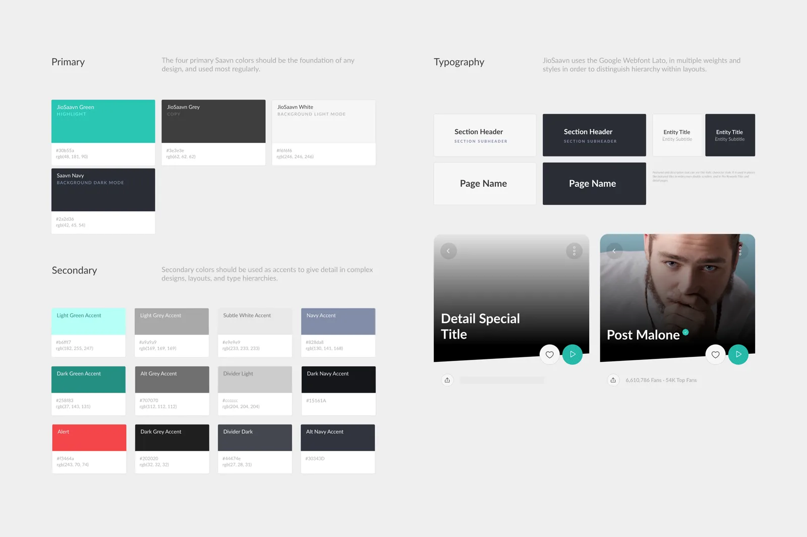 JioSaavn color and type