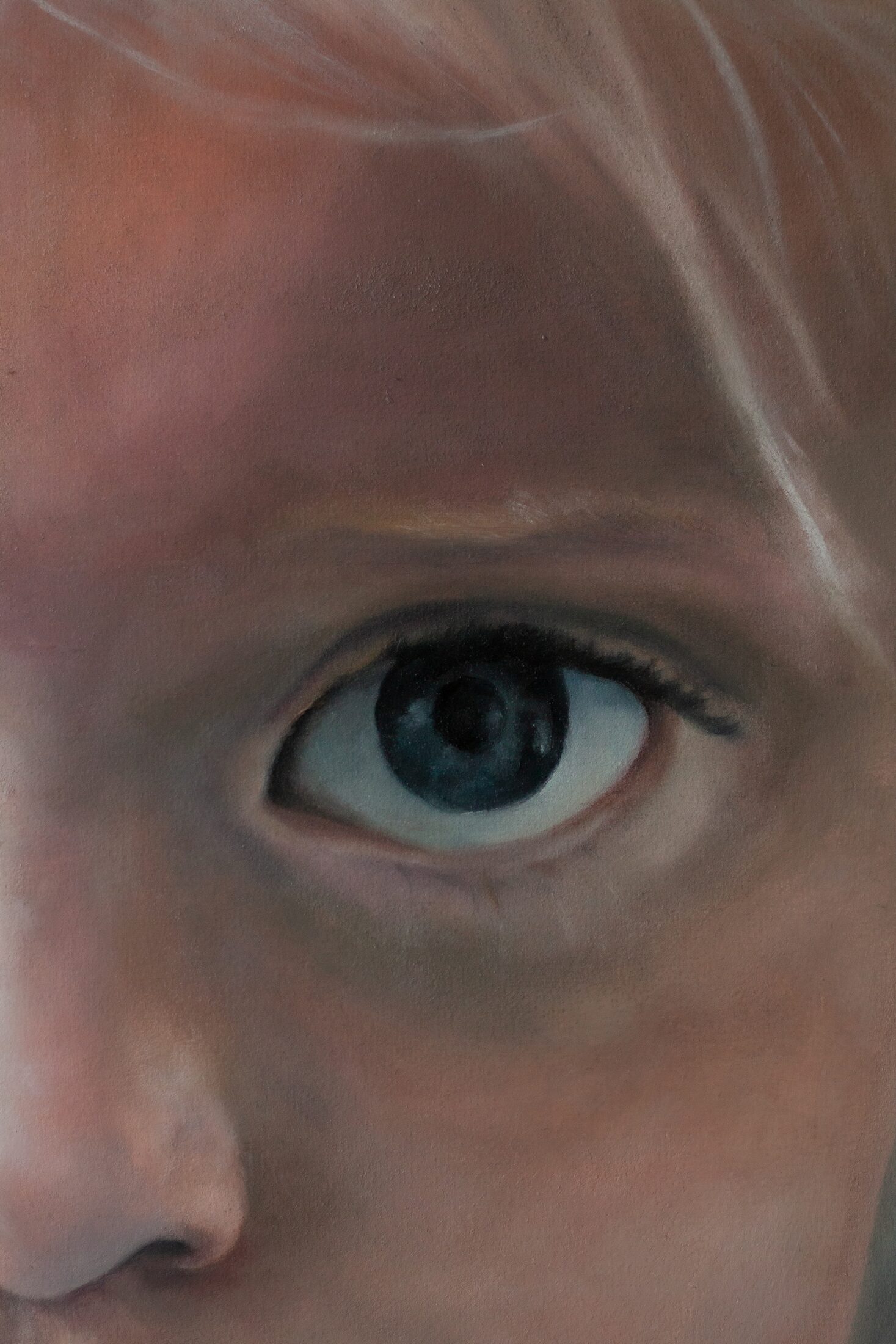 Wes at 3 — additional view, oil painting by Leeann Sheely