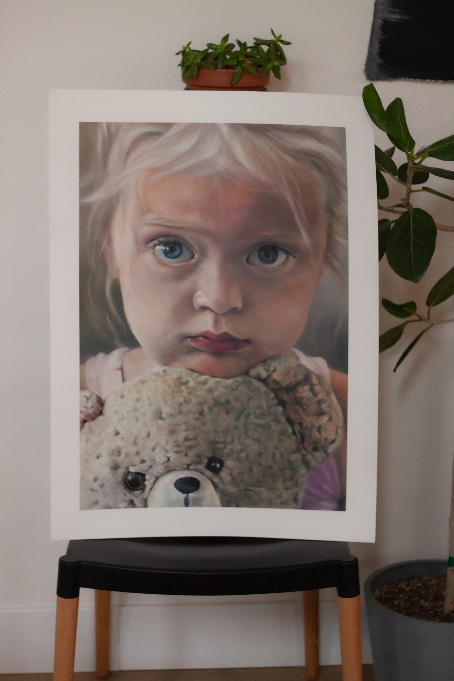 Wes at 3 — additional view, oil painting by Leeann Sheely