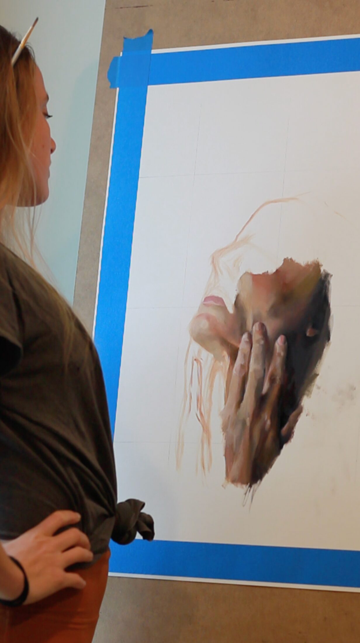 Self Portrait — additional view, oil painting by Leeann Sheely