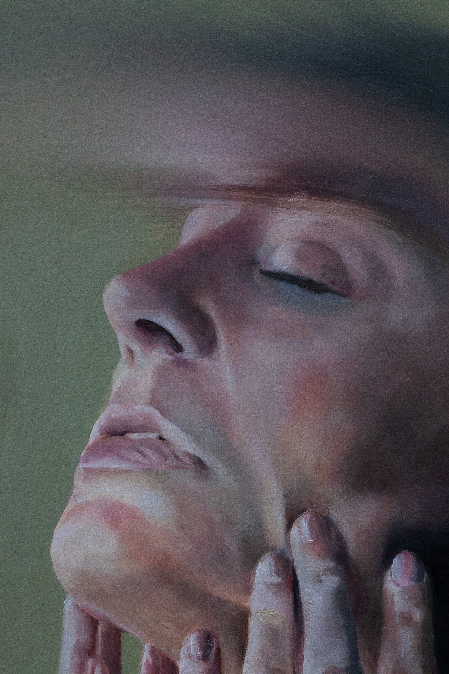 Self Portrait — additional view, oil painting by Leeann Sheely